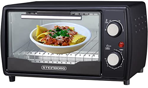 Foto von Ecosa Mini Backofen | 1000 Watt | 10 Liter | inkl. Backblech und Grillrost | Pizzaofen | 90°-230°C | 60 min. Timer | aufklappbares Krümelblech | Minibackofen | Backofen | Kleiner Backofen