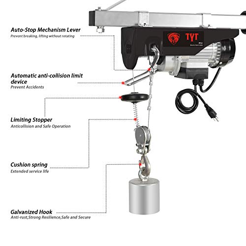Elevador eléctrico TYT 440 LBS 110V con control remoto miniatura 4