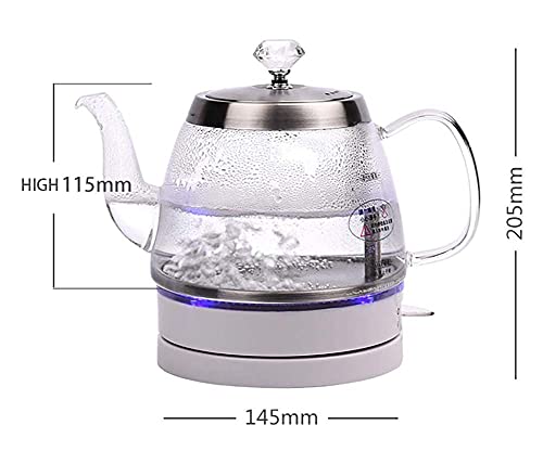 gerenic 1L Wasserkocher aus Glas,Öko-Wasserkocher,Bpa-freier kabelloser Wasserkocher mit Edelstahl-Innendeckel und-Boden… – Bild 3