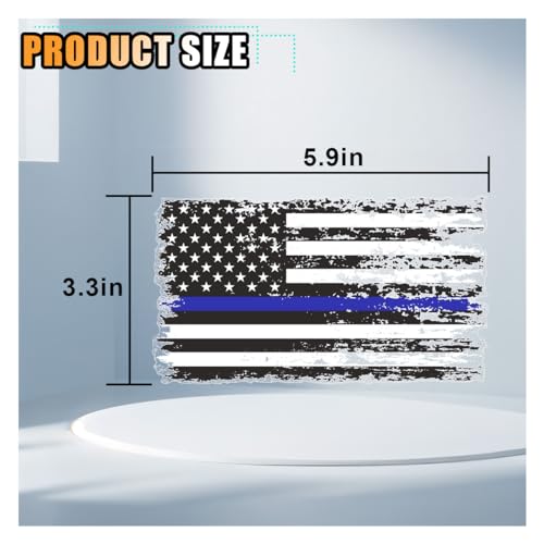 Image of American Flag Decal Thin Blue Line Sticker, 5.9 inchx3.3 inch Blue Lives Matter Flag Sticker Vinyl US Flag Decal - Support Police Law Enforcement Officer Sticker for Car, Truck, Window, Bumper (Tattered Flag)
