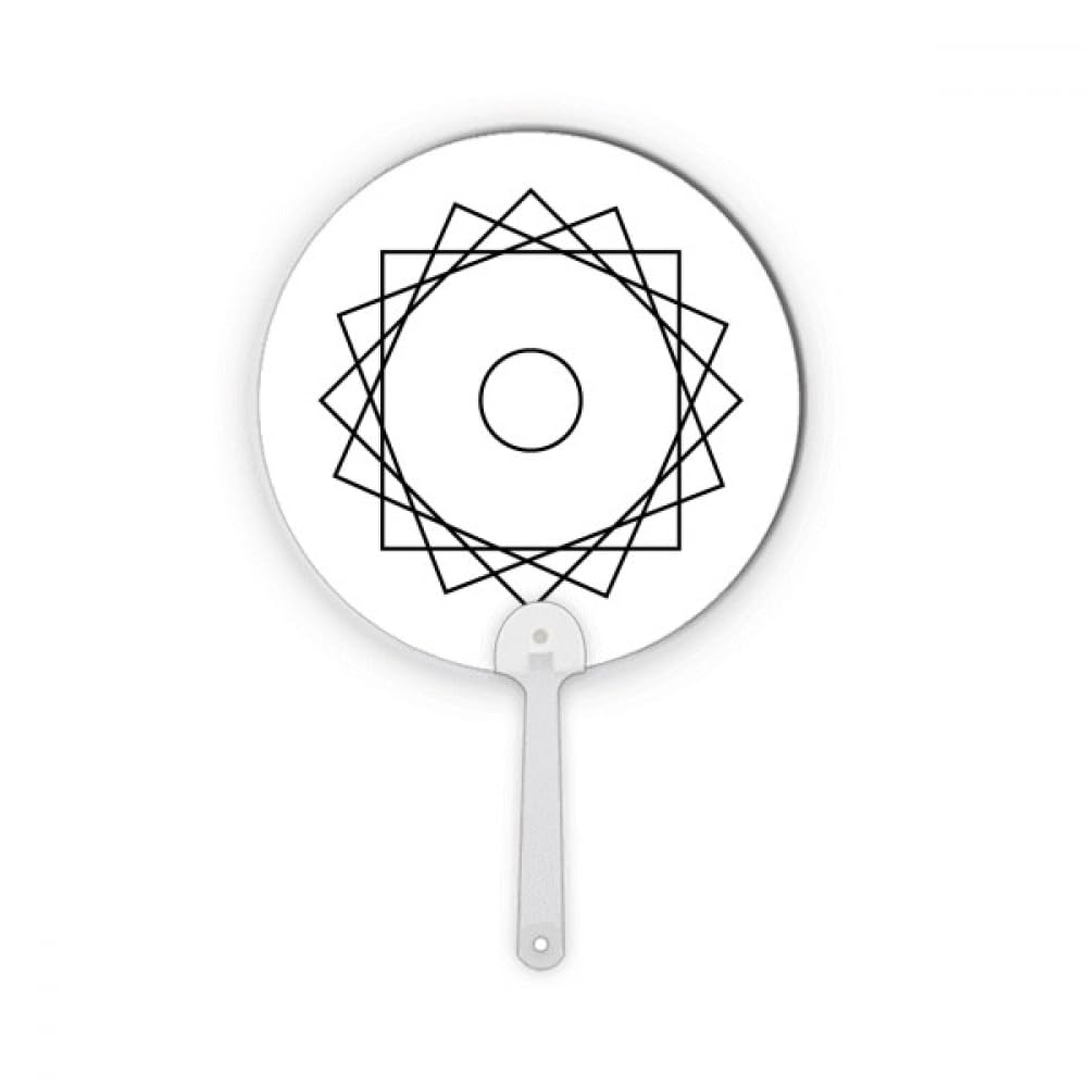 Éventail rond en plastique imperméable à symbole géométrique et design graphique rigide