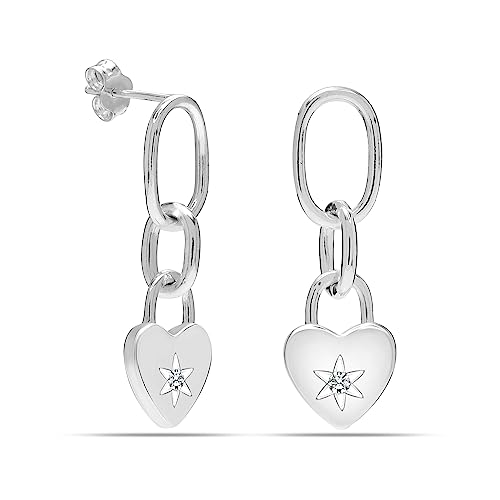 Charmsy 925 Sterling Silver Stud Dangle Drop Earrings for Women | Minimalist Silver Bar Cubic Zirconia Drop Earrings | Women's Minimal Hanging Earrings jewelry