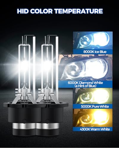 Image of Marsauto D2S D2R HID Bulbs, 85122 66240 66040 66240 HID Xenon Bulbs, 35W D2S 6000K Cold White, Up to 350% Brightness, Pack of 2