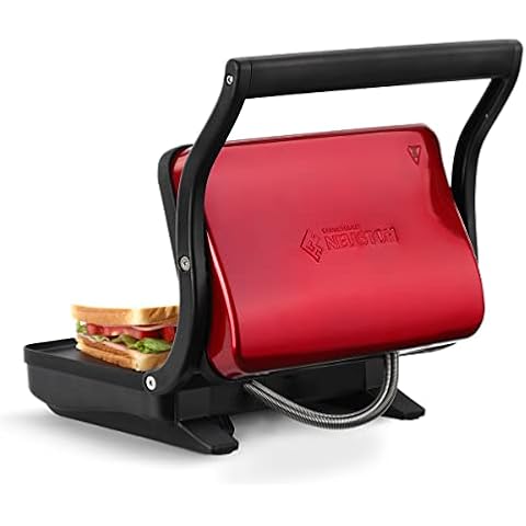 Holstein Housewares Electric Griddle for Toasting Sandwiches, Various Snacks - Metallic Red Cover