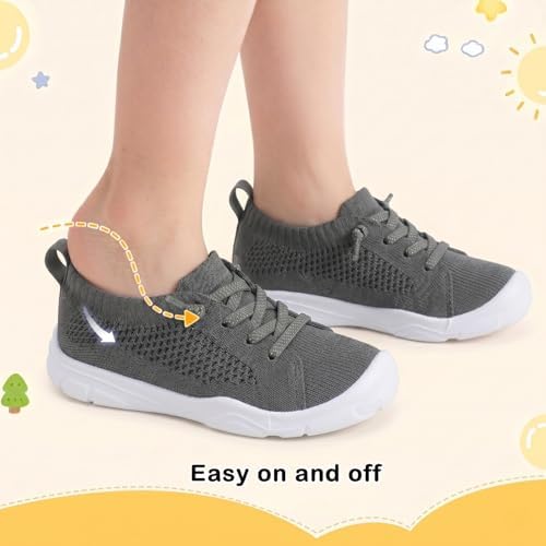 LeIsfIt Toddler Shoes Boys Girls Wide Toe Box Breathable Slip-On Sneakers Kids Lightweight Barefoot Feel Walking Shoes for Outdoor Play, Dark Gray Size 7 — view 4
