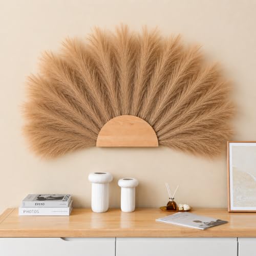 Image of CURATED CART Faux Pampas Grass, 12 Pcs Small Artificial Flowers for Home Decoration, Office, Bedroom, Living Room, Table Decor, 41 cm Height, (Without Vase)