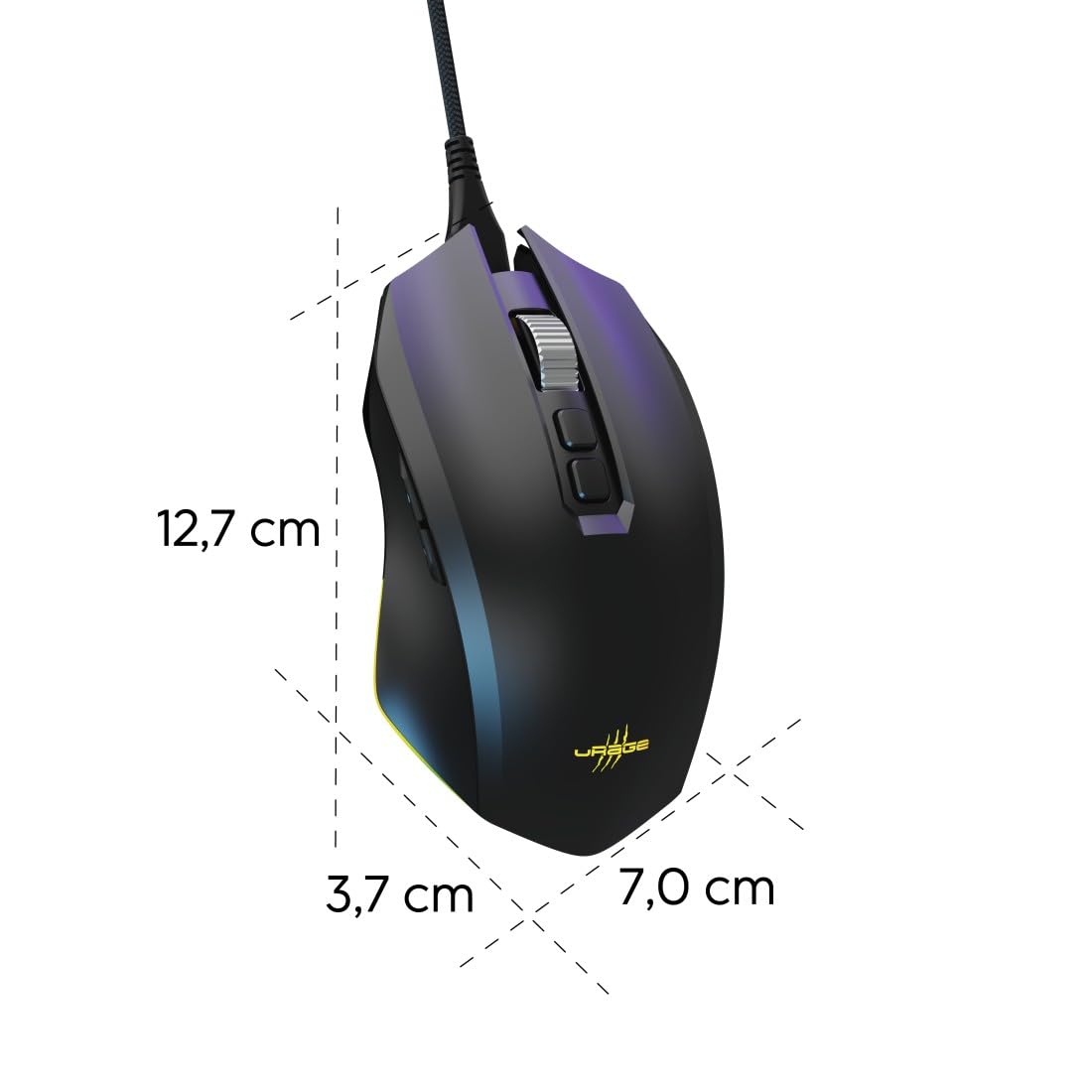 uRage Souris de Jeu « Reaper 800 8K » (Souris Filaire, capteur Pixart, 8 000 Hz, taux de Polling 8000 Hz, 11 Touches programmables, commutateurs TTC Golden 80 Millions de clics, câble Amovible, RVB