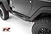 Razer Auto Black Textured Body Side Armor Rocker Guard Rock Sliders 1 Pair w/Step 2 Door Tube Running Boards (Black) for 07-17 Jeep Wrangler JK