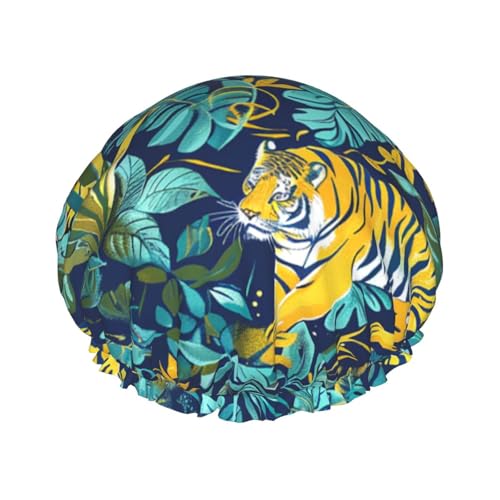 Cuffia da doccia a doppio strato riutilizzabile impermeabile cuffia da doccia Jungle Tiger Art Painting cuffia da doccia per donne UK