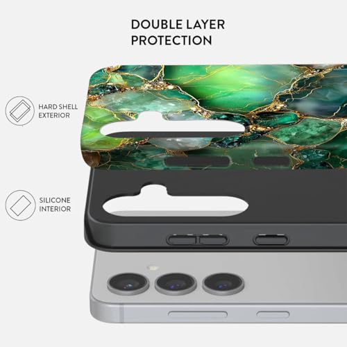 Coque Samsung S26 Plus 5G double couche antichoc onyx vert et veines dorées robuste BSMOSPER - 2