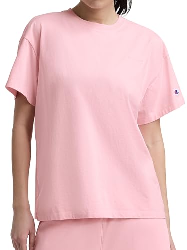 Image of Champion Women's Classic Short Sleeve Graphic T-Shirt, Loose Fit, Script Logo