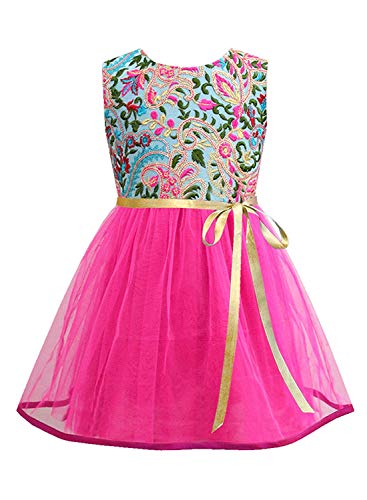 Image of A.T.U.N. (ALL THINGS UBER NICE) Girl's Polyester Skater Standard Length (GDRS TOD FBF 1-2 Fuchsia Years)