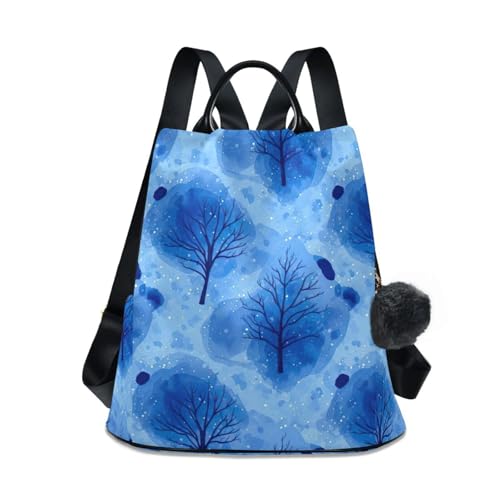 Sac à dos antivol bleu ciel aquarelle femme sac voyage tendance pompon