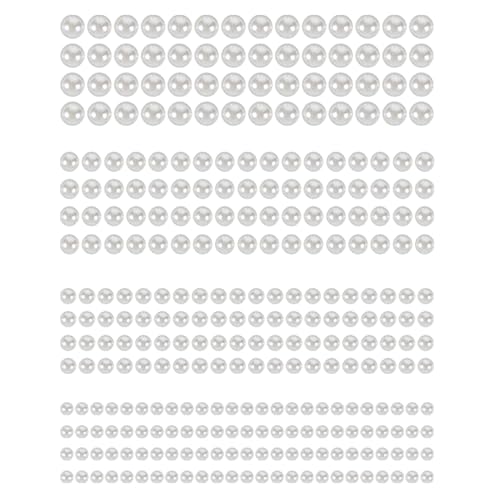Self Adhesive Hair Pearl Stickers,2800 Pieces Ivory White Gem Stickers,Jewels DIY Decorations for Body,3/4/5/6/8mm Pearls for Crafting,Hair,Face,Makeup,Eye, Wedding