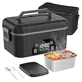 BOSPEWTSE Cordless Electric Lunch Box for Adults, 5.5 Cups Rechargeable Self Heating Lunch Box-Automatic Heating, Food Warmer with Memory Function & Automatic Keep Warm(Black)