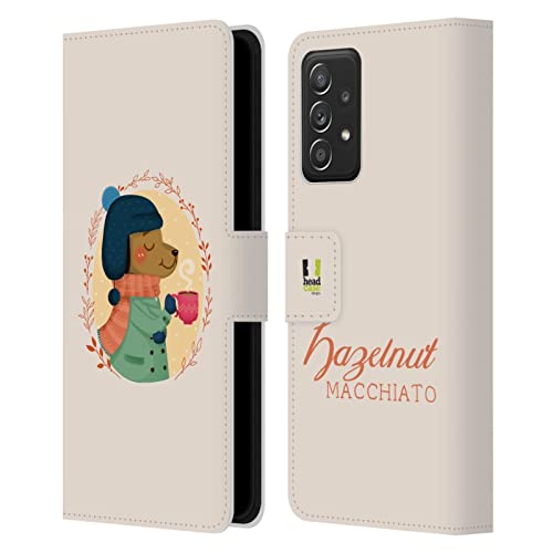 Étui Portefeuille en Cuir Chien Chaleur d'hiver Galaxy A52 avec fentes pour cartes