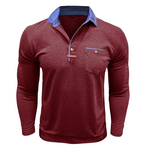 Cambkatl Men's Classic Golf Shirts - 2025 Fall Stretch Long Sleeve Button Up Tennis Business Lapel Casual T-Shirt with Pocket4