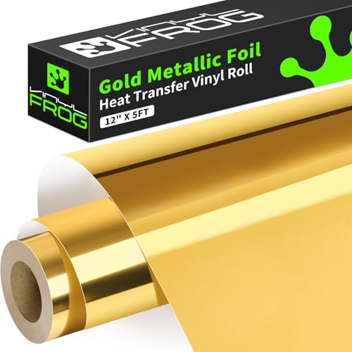 VINYL FROG Gold Metallic Foil Heat Transfer Vinyl Roll 12' x5ft Gold...