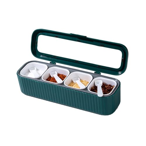 IEEDFJKK Nordischer Gewürzkasten für die Küche, Gewürz und Gewürzaufbewahrung, Gewürzkasten, Aufbewahrung, Gewürzkasten, komplettes Set aus ABS, Dunkelgrün