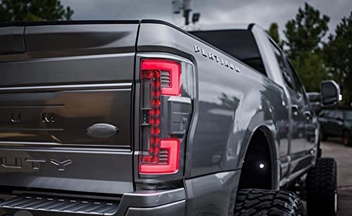 Recon For Ford SuperDuty F250 F350 F450 F550 20-22 Replaces OEM LED Style Tail Lights with BLIS Blind Spot Warning System OLED TAIL LIGHTS - Dark Red Smoked Lens (BLIS SENSOERS ARE NOT INCLOUDED)