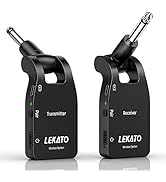 ギターワイヤレスシステム 送受信機 6チャンネル LEKATO エレキギター ギターに直接プラグ・イン エレキギターアンプ USB充電 軽量 280°回転 (黒黒)