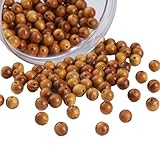 Cuentas de sándalo dorado natural de 8 mm, cuentas redondas de palisandro para hacer collares y pulseras, 3.5 onzas