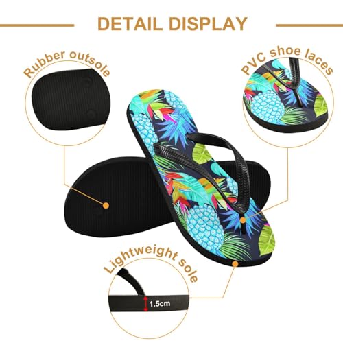 Pineapple Foliage Blue Flip Flops for Beach Thong Sandals Anti-slip Lightweight Beach Shoes for House Indoor Outdoor3