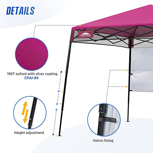 Eagle Peak Day Tripper 8X8 Slant Leg Lightweight Compact Portable Canopy W/Backpack Easy One Person Set-Up Folding Shelter And 36 Square Feet Of Shade (Pink) #TOP2