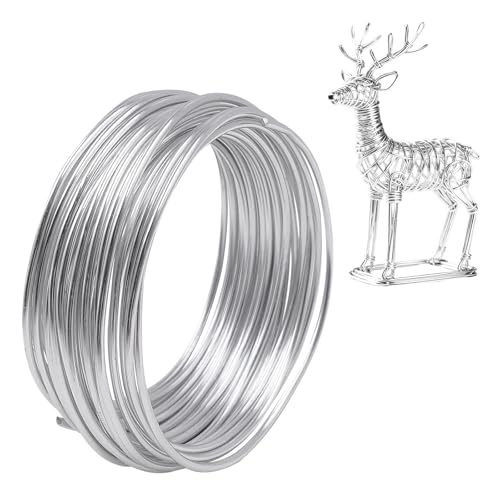 Alambre de Aluminio 3 mm 10 m para Manualidades, Flexible y Moldeable Color Plata para Bisutería, Floristería, Modelismo y Arte en Alambre