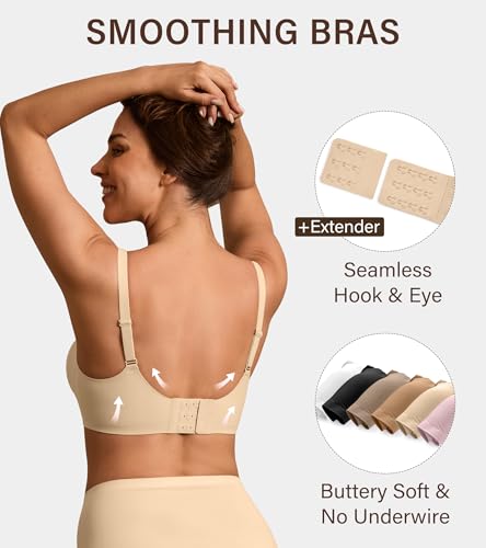 Image of DEANGELMON Seamless Bras for Women No Underwire Comfortable Push Up Bra V Neck Wireless Bralette Full Coverage Wire Free
