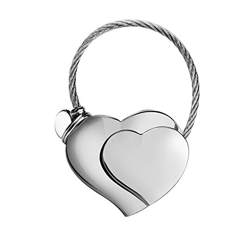 Preisvergleich Produktbild Doppel - HERZ Schlüsselanhänger, niedliche Schlüssel Anhänger, Valentinsgruß Geschenk Zink Legierungs glänzende (Silber)