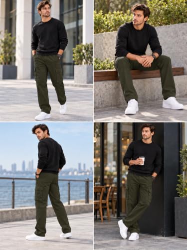 Image of Leriya Fashion Men Cargo Pants | 6 Pocket Cotton Cargo Joggers for Men | Loose Fit Stylish Pant with Pockets | Casual Baggy Trousers & Streetwear Lower (Available in Plus Size)