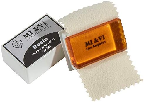 MI&VI Light Rosin for Violin, Viola, Cello Bows - Beige, Velvet Cloth, Box Resin, Square Shape, Super Sensitive (1 Rosin)