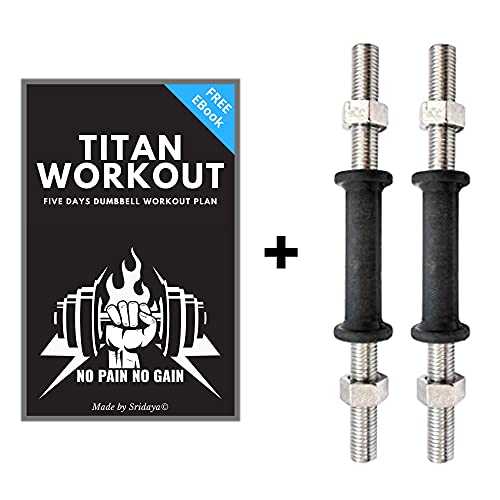 Image of Dumbbell Rods For Home Gym Workout, Men & Women | Solid Bar Rods (24mm) (Black, 14 Inch, With Grip)