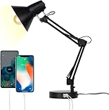 💡【2 ports USB】 Le port USB Type-C et le port USB-A de cette lumiere de bureau peuvent recharger votre téléphone portable et d'autres petits appareils électroniques. Elle dispose d'une bonne fonction de recharge. Elle vous permet d'utiliser confortablement la lampe de bureau pendant le processus de recharge.