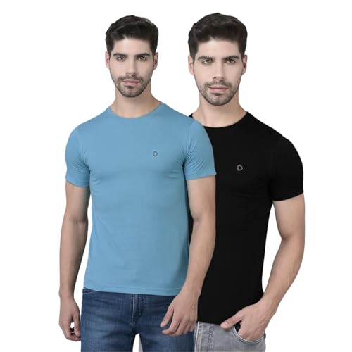 Image of Dollar Super Combed Cotton Mens Assorted Pack of 2 Solid T-Shirt