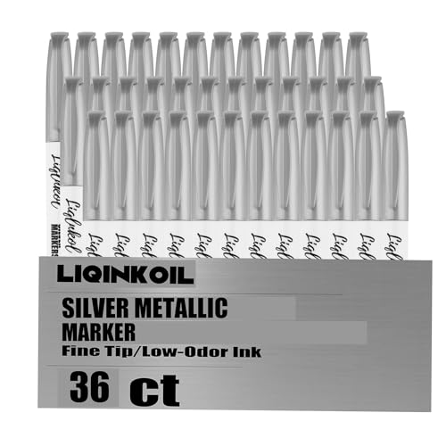 LiqInkol シルバーメタリックマーカーペンセット 36本パック シルバーメタリックマーカーペン アート クラフト お絵かき DIYプロジェクト 事務用品 ギフトカード作成用 1.2mmポイント（Amazon）