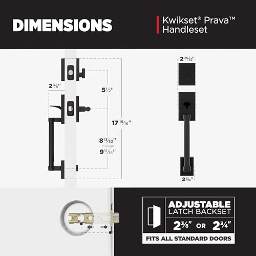 Image of Kwikset Prava Front Door Lock Handle and Deadbolt Set, Entry Door Handleset Exterior with Interior Reversible Lever, Matte Black, Pick Resistant SmartKey Rekey Deadbolt Security