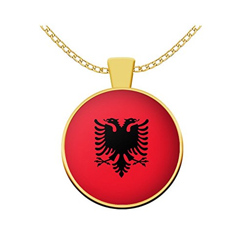 Hot Fresh And Funny Albanian Flag Necklace - National Colors of Albania Pendant