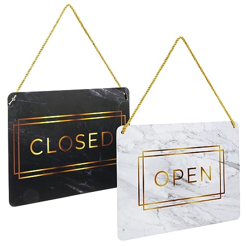 2 Pack Double Sided Open Closed Sign For Business Door, Gold Marble Design Reversible Hanging Sign For Window (11.5 X 8.5 In) #TOP7