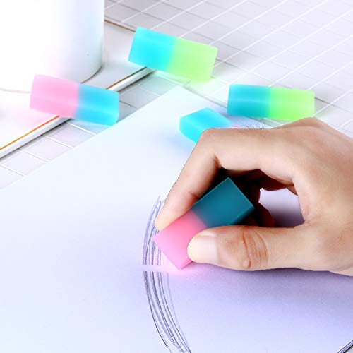 Boao 10 Pieces Double Colored Pencil Eraser Flexible Rubber Erasers For School Office Supplies #TOP2