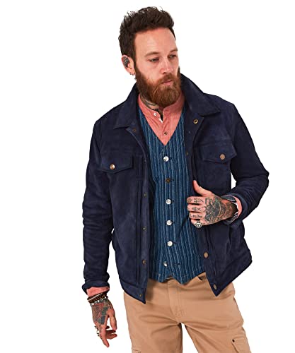 Joe Browns Herren Western Vintage-Stil Wildlederjacke, Navy, XXL