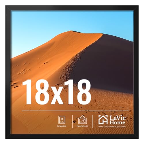 LaVie Home 18x18 Picture Frame for Wall Display, 18x18 Black Picture Frame with HD Plexiglas, 18 x 18 Photo Frame 1 Pack, Picture Frames for Displaying Photos, Classic Collection