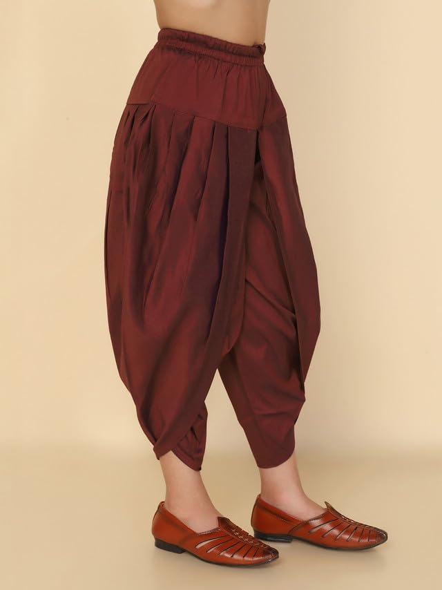 Kisah Kids Dhoti, Cotton Blend Solid Maroon Dhoti Pant For Boys, 11 Years - 12 Years