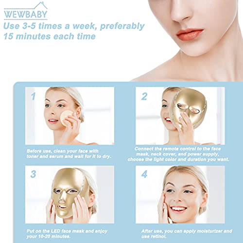 Wewbaby Led Face Mask, 7 Colors Led Face Mask Light Therapy, Led Skin Care Mask For Face And Neck Skin Rejuvenation Led Light Therapy Mask For Home Spa And Travel Use #TOP4