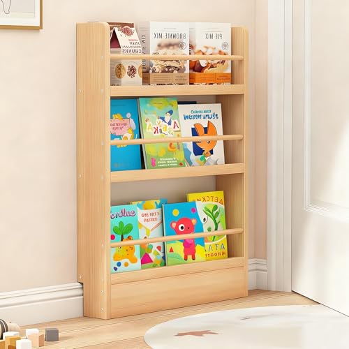 JOYWAFT Behind The Door Bookshelf – Space-Saving, Wall-Mounted Wooden Storage Solution for Kids, Bedroom, Living Room & Nursery – Easy Installation, Natural Pine Wood Finish