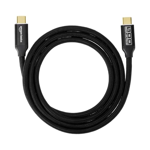 Image of amazon basics 240W Type C Cable With 40Gbps Data Transfer Speed, Thunderbolt 4, 8K@60Hz Display Cable, USB 4 Type C 90 Shaped Connector, Gold Coated, Type C Fast Charging