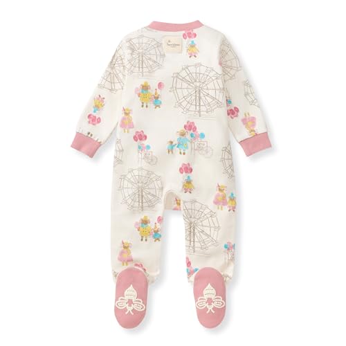 Image of Burt's Bees Baby unisex-baby Sleep & Play, Organic One-piece Romper-jumpsuit Pj, Zip Front Footed Pajama