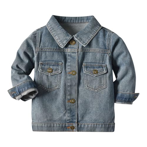 Toddler Boys Girls Classic Denim Jacket Fashion Winter Fall Denim Coat Kids Long Sleeve Button Up Tops With Pocket