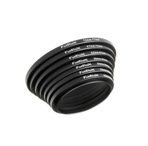 Fotodiox 7 Step Up Ring Filter Adapter Set, Anodized Aluminum, 49-52Mm, 52-55Mm, 55-58Mm, 58-62Mm, 62-67Mm, 67-72Mm, 72-77Mm #TOP1